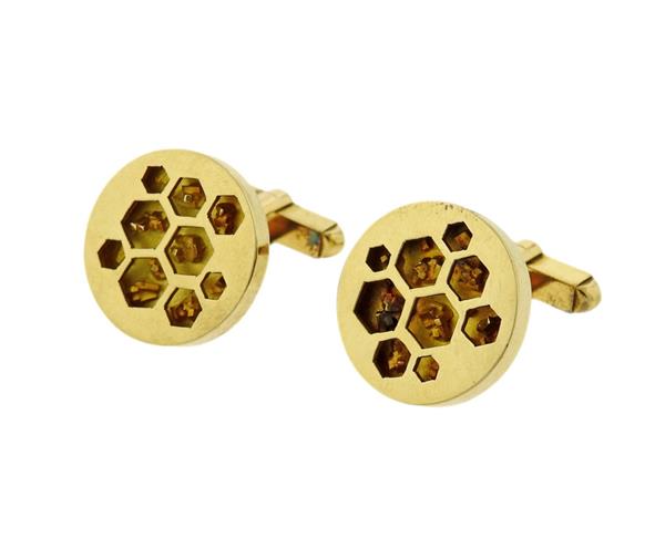 Cartier 18k Gold Honeycomb Cufflinks