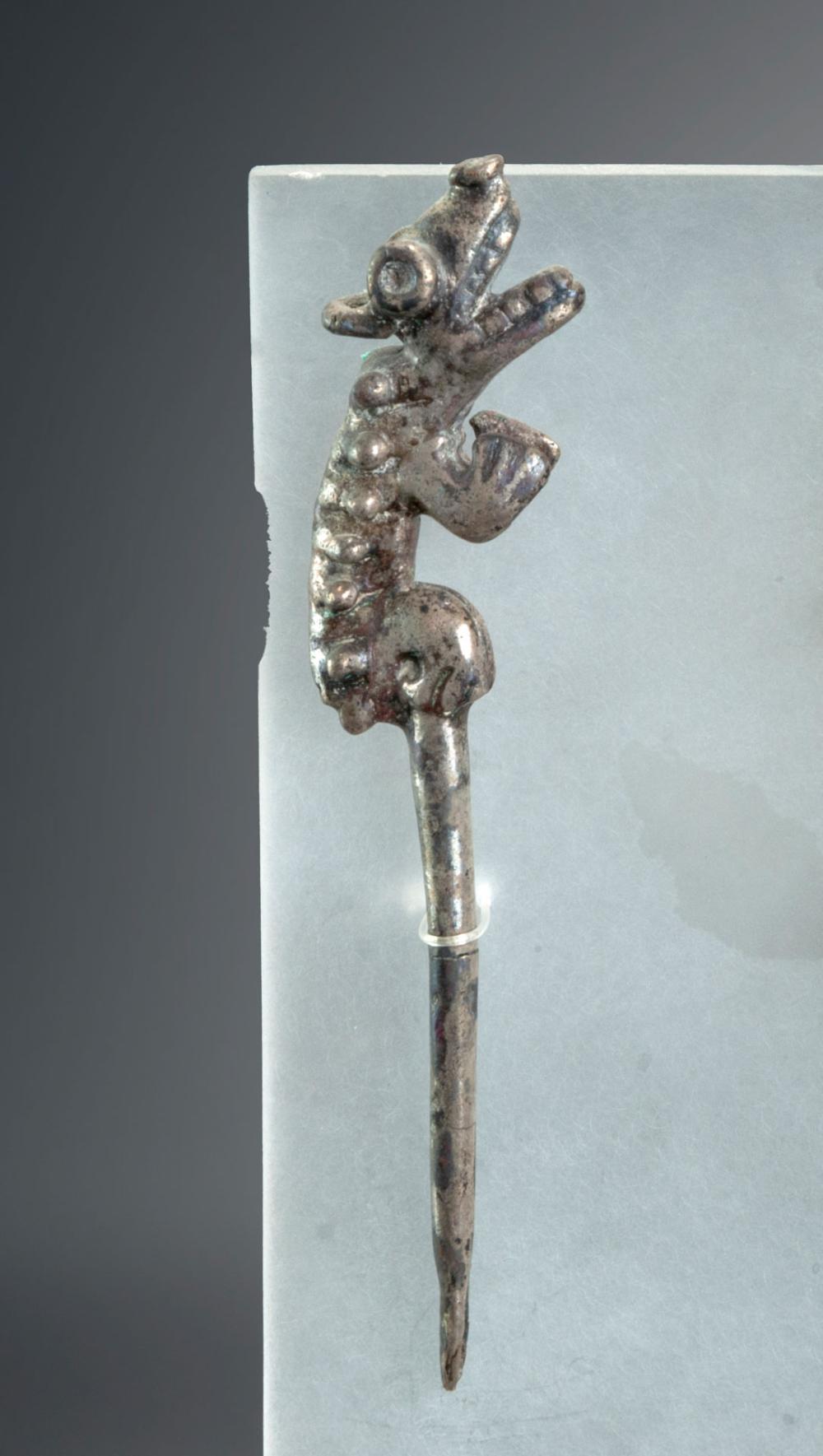 A Silver Spatula with Animal-Shaped Handle, Chimu, Peru, 900-1470 CE