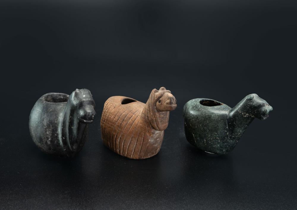 Three Effigy of Alpaca (Conopa) - Wood and Hardstone