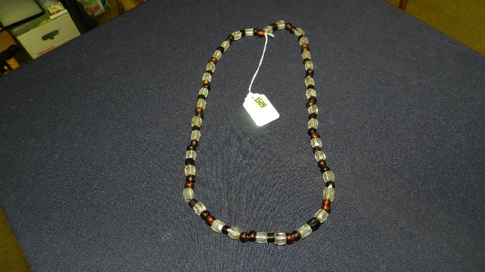 clear and Amber trade bead necklace (Russian)
