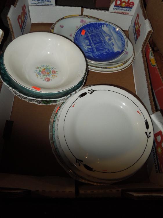 Box Lot Assorted China Dishes