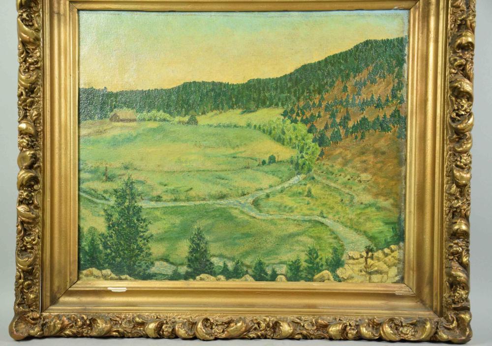 UNSIGNED OIL ON CANVAS ON BOARD, framed. Condition: good. 18.50''H x 22.50''L x 4''D.