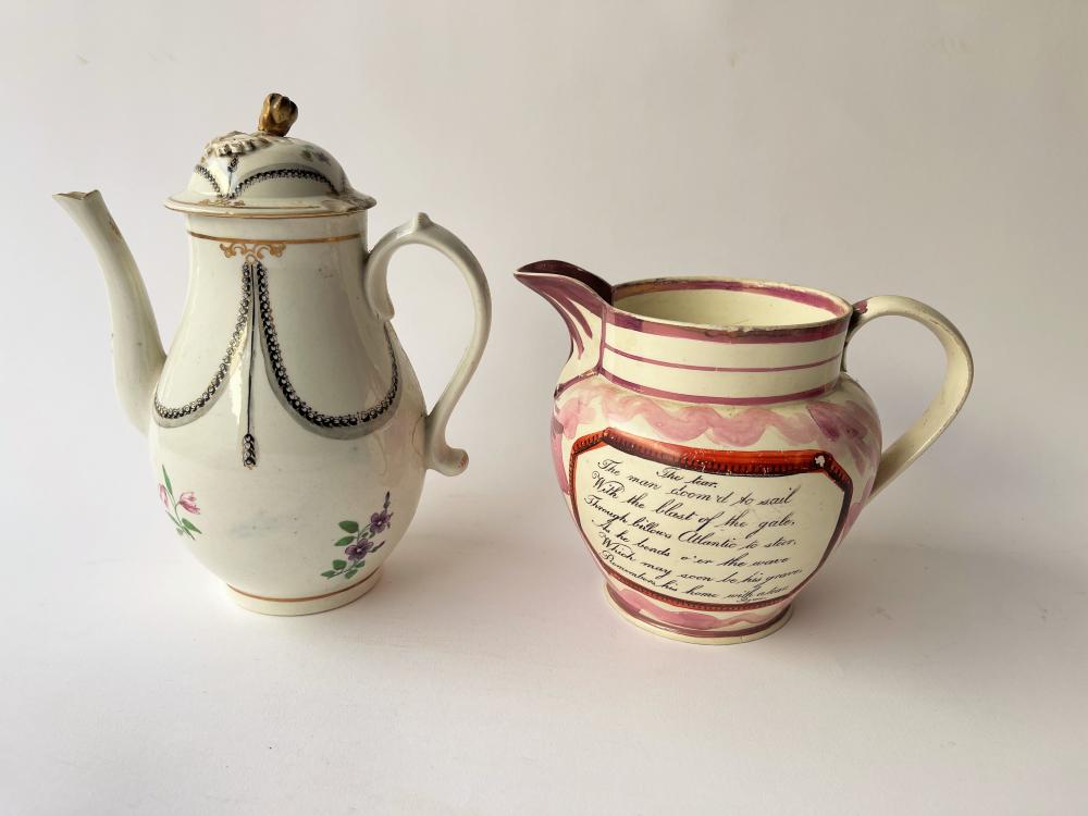 TWO PITCHERS, PEARLWARE, COPPER LUSTRE