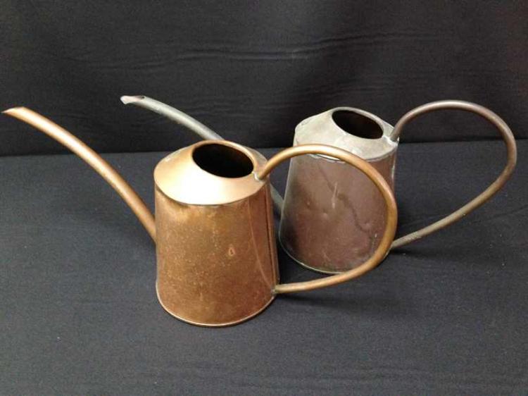 Lot (2) Vintage Copper Watering Cans. R.Pualwan.