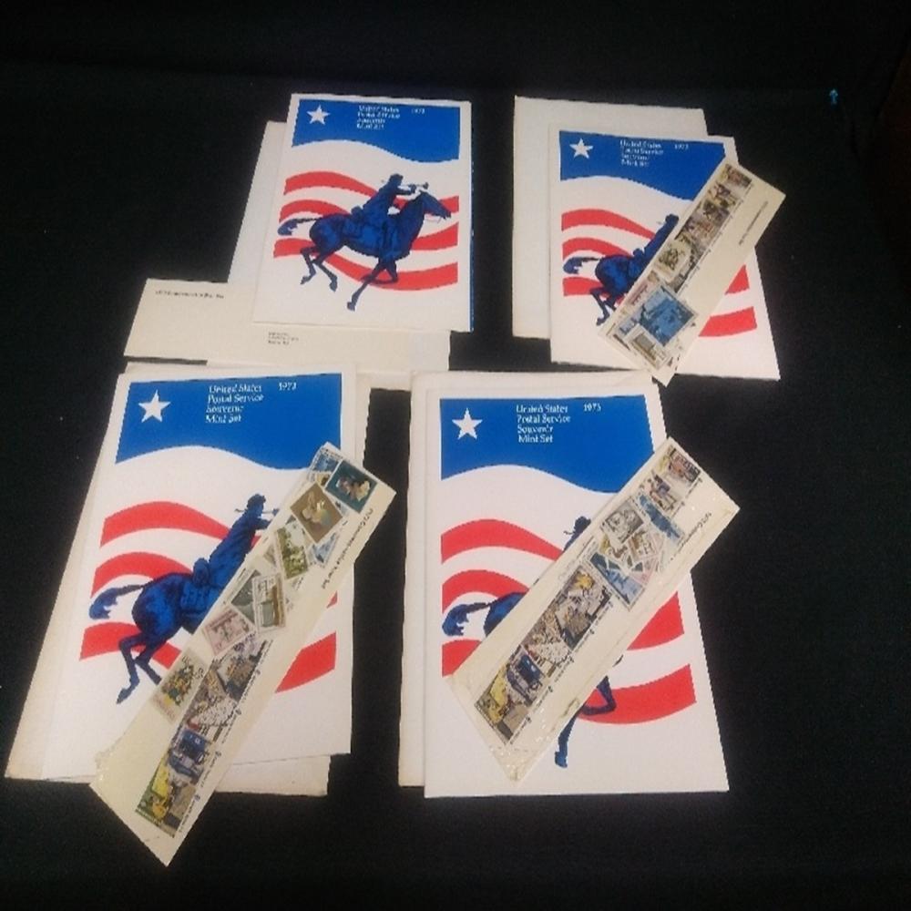 (4) 1973 Commemorative USPS Stamp Mint Sets
