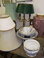 Brass Table Lamp, Two Pottery Table Lamps, Lamp