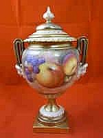 Royal Worcester Fruit Painted Two Handle Urn Vase