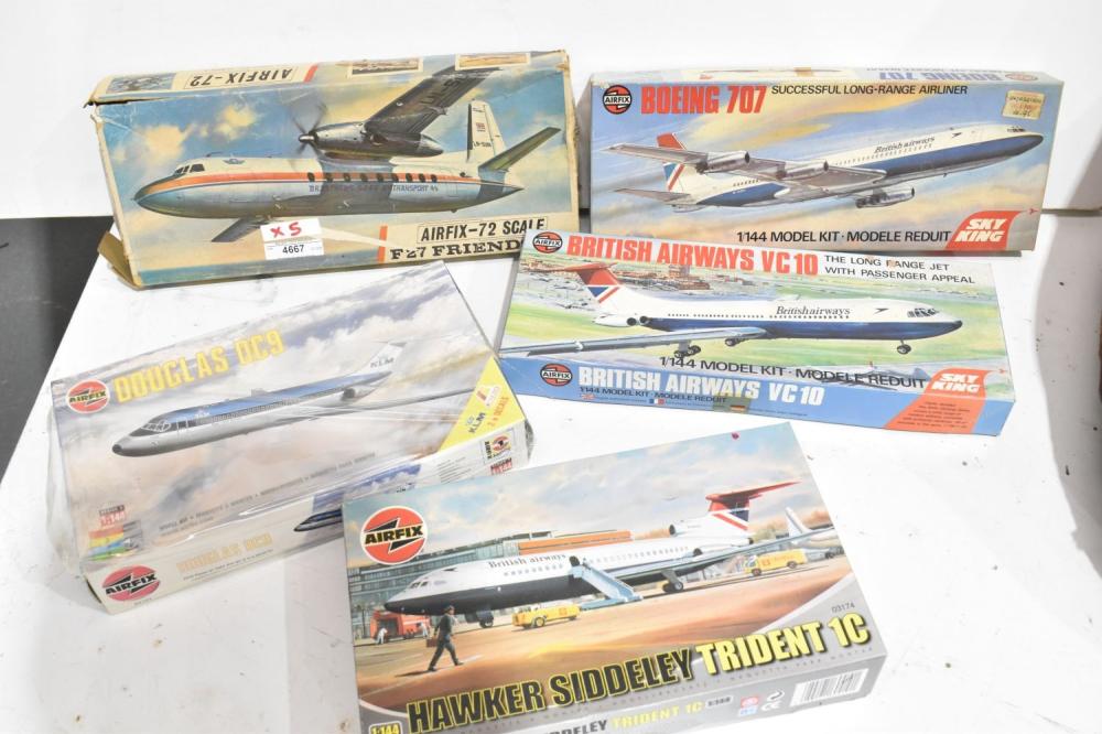 5 Airfix Model Aircraft Kits - including 72 scale F27 Friendship