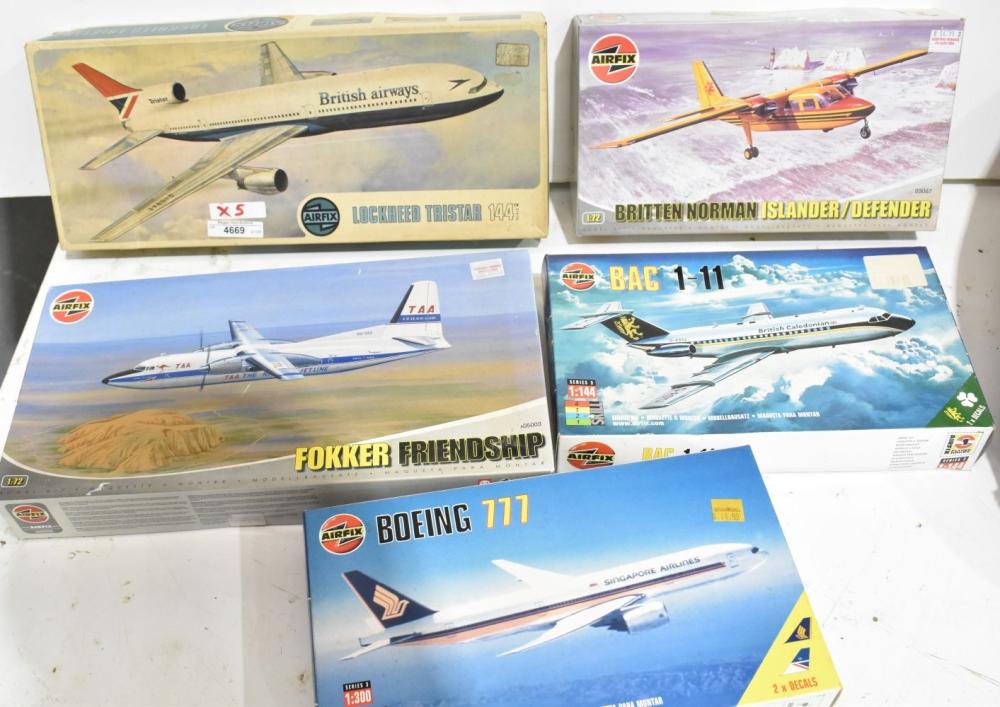 5 Airfix Model Aircraft Kits - including 1 Britain Norman
