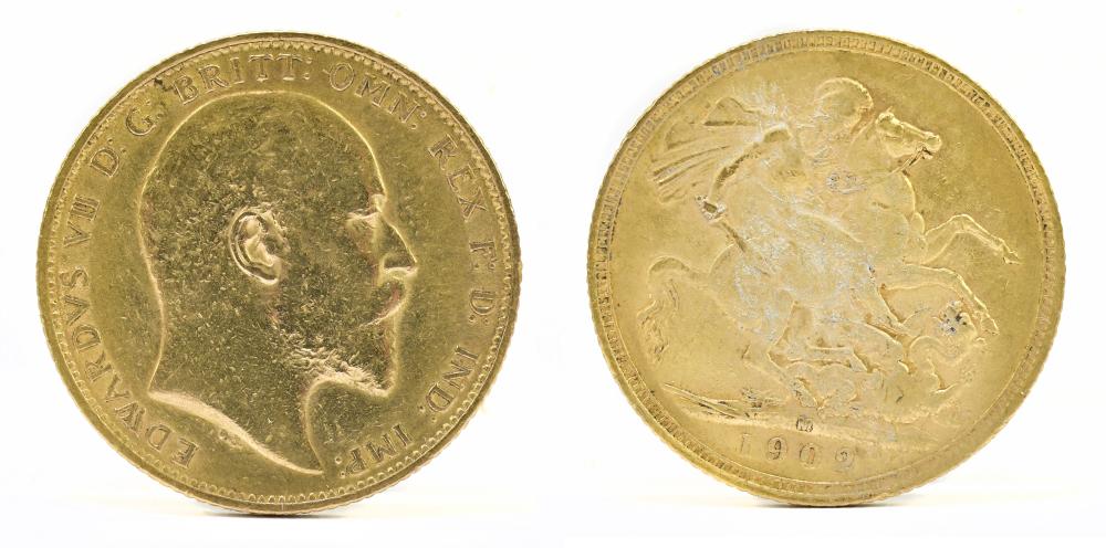 An Edward VII gold full sovereign, Melbourne Mint, 1902.