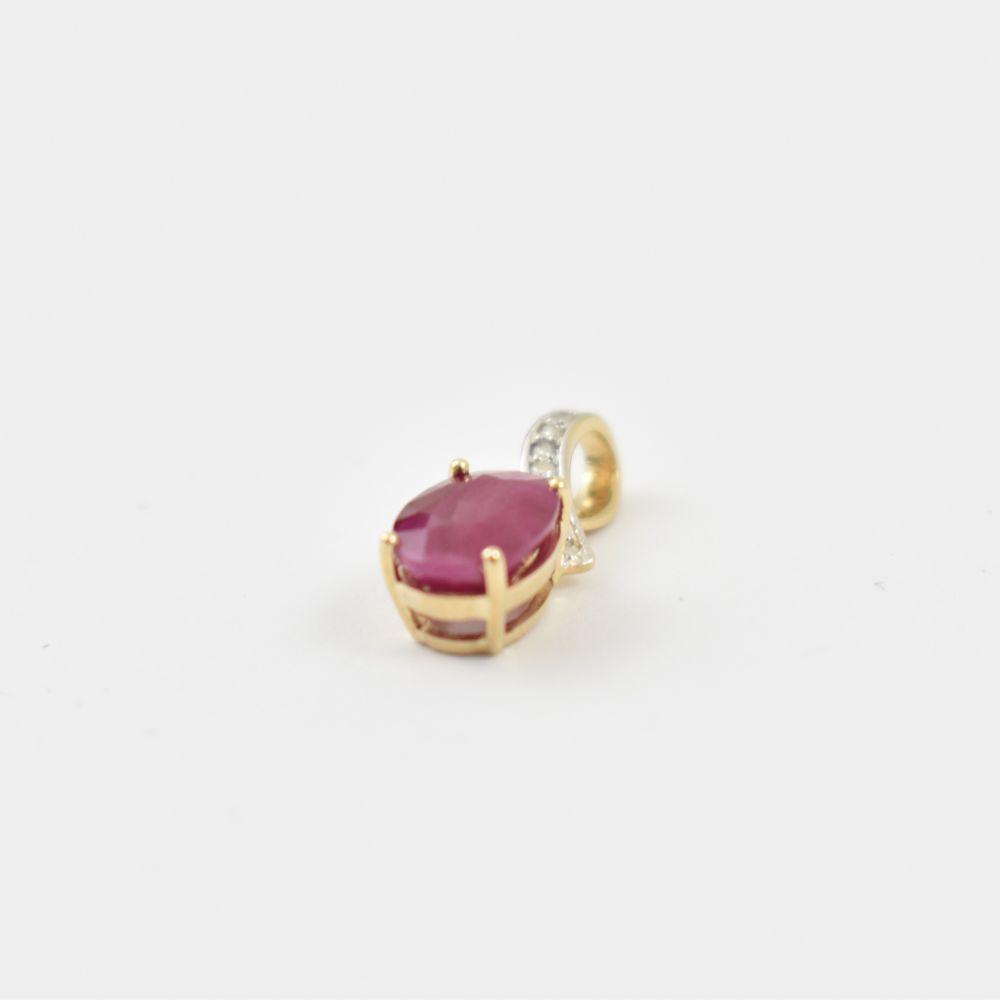 14K Yellow Gold Ruby & Diamond Pendant