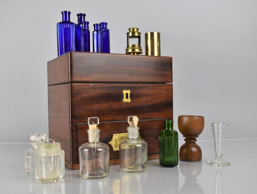19th Century Mahogany Campaign or Travelling Apothecary...