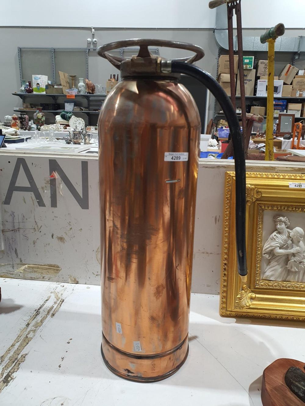 Copper and Brass Vintage Fire Extinguisher