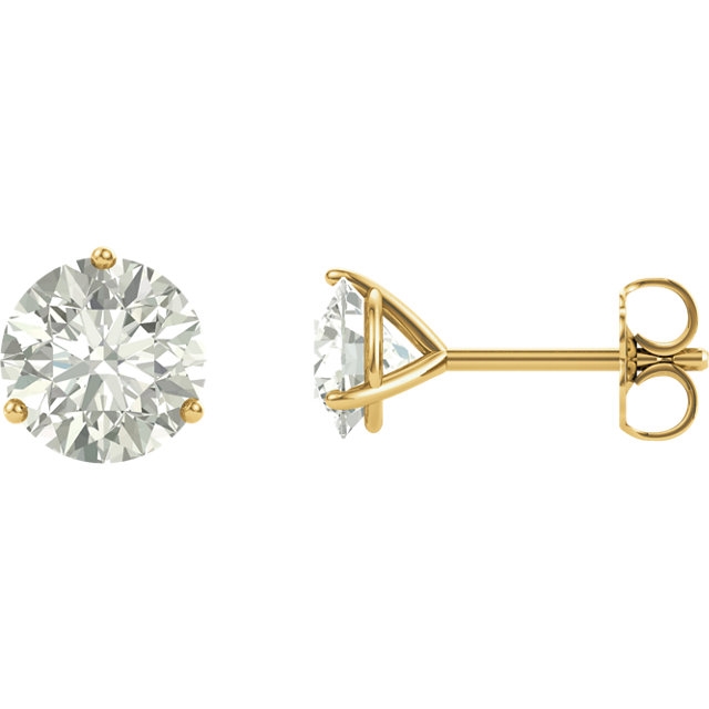 Charles & Colvard Moissanite® Round Moissanite 3-Prong Stud Earrings