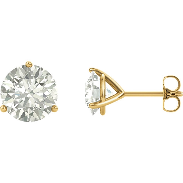 Charles & Colvard Moissanite® Round Moissanite 3-Prong Stud Earrings