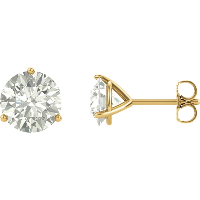 Charles & Colvard Moissanite® Round Moissanite 3-Prong Stud Earrings