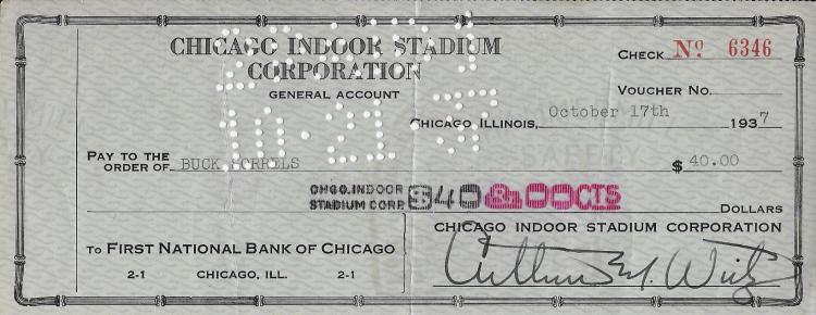 Arthur Wirtz Hand Signed Bank Check