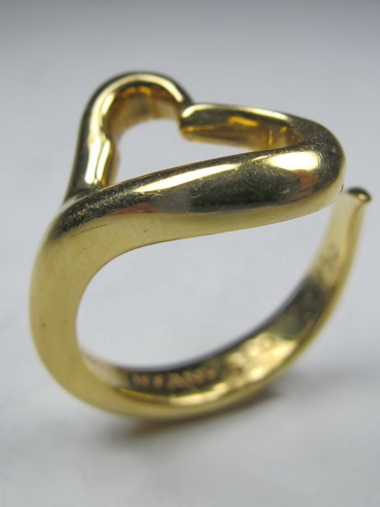 Tiffany & Co Elsa Peretti 18K Yellow Gold open heart ring