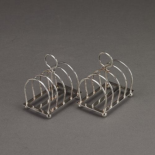 Pair of Edwardian Silver Toast Racks, Atkin