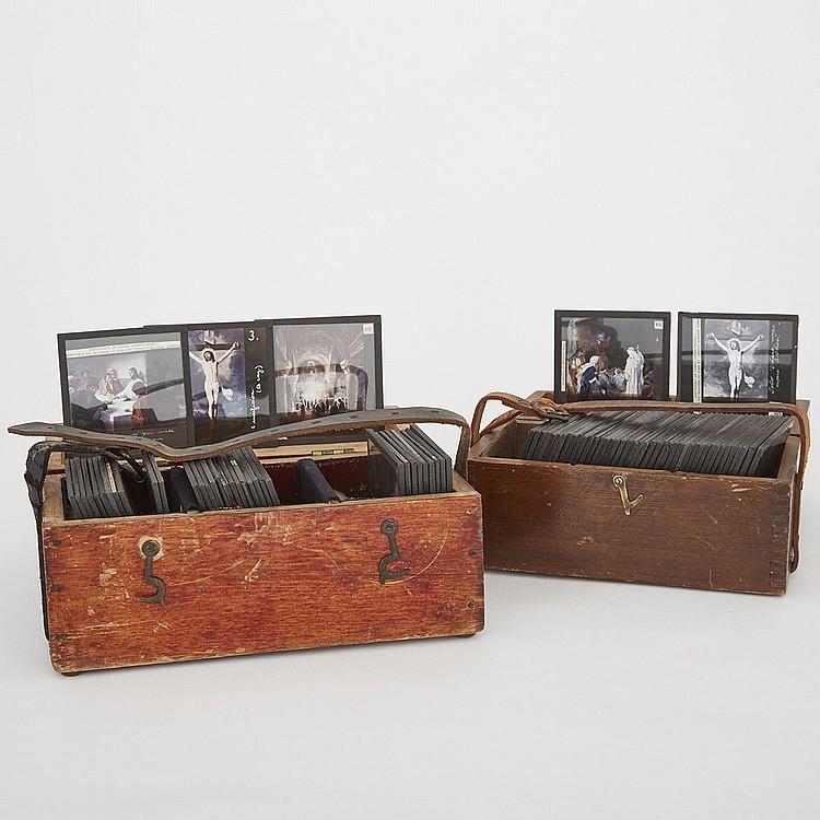 Approximately 80 Victorian Ecclesiastical Glass Magic Lantern Slides