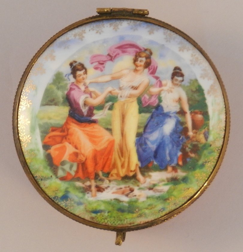 19th Century Enamel Hand Painted Jewelry Box