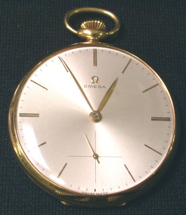 18k gold open face omega pocket watch