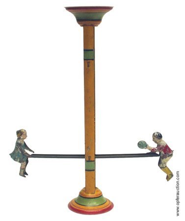 Gibbs see saw painted tin gravity toy