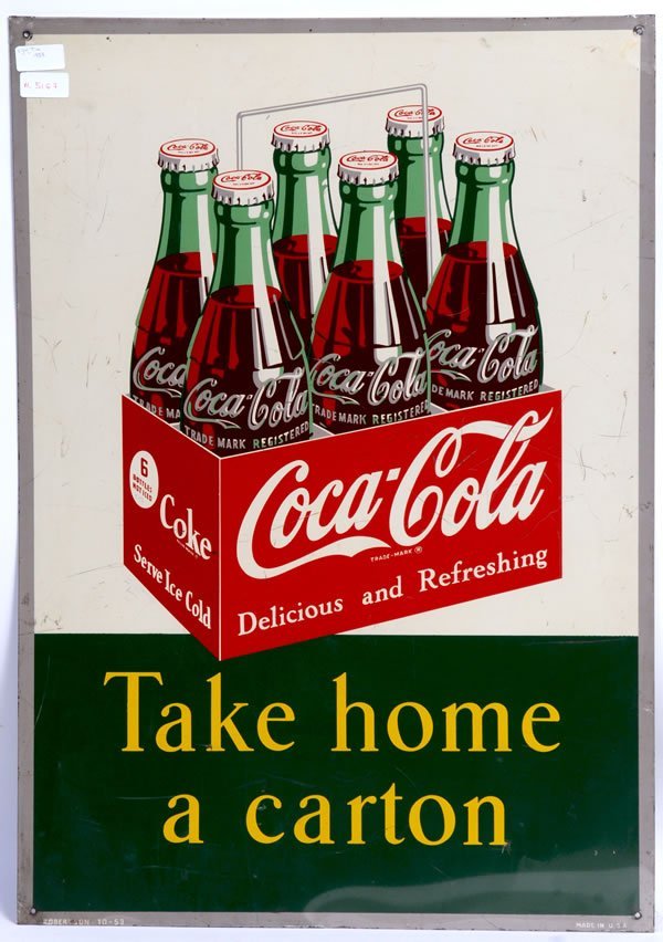 1953 coca-cola tin sidewalk sign