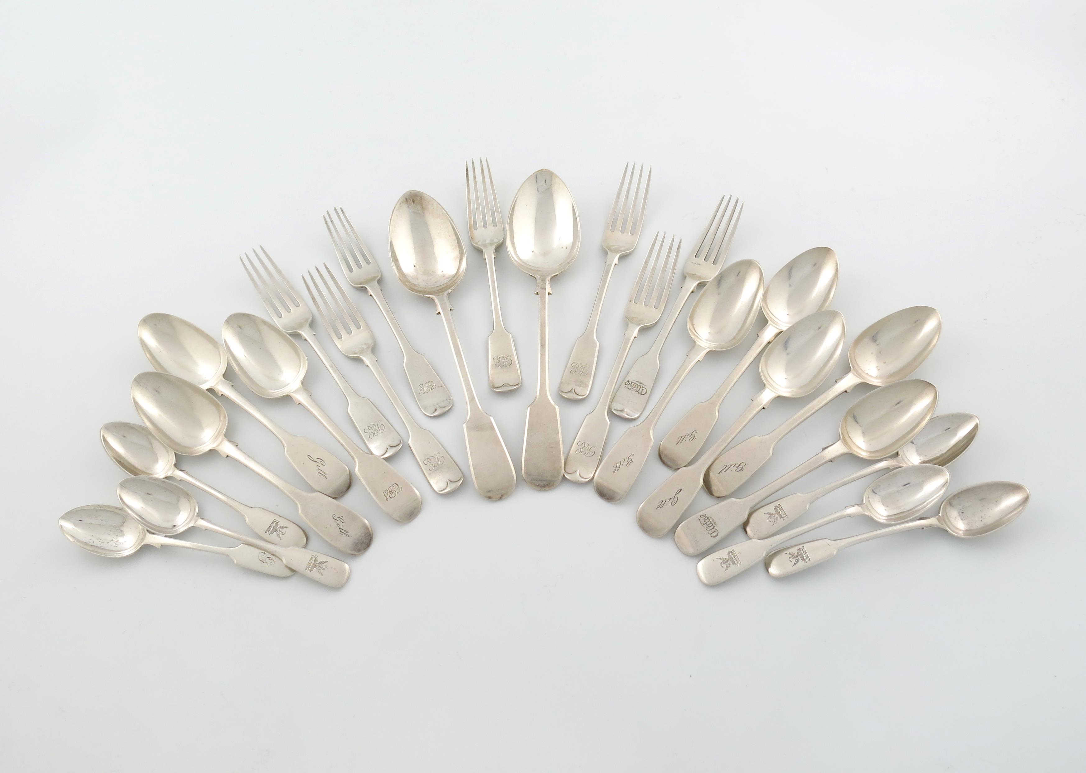 A mixed lot of Fiddle pattern flatware