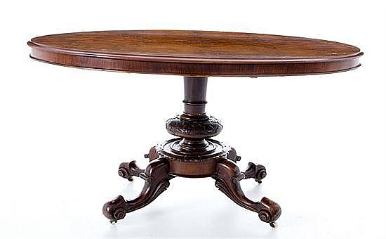 Victorian walnut tilt-top center table