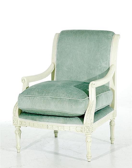 Louis XVI style painted armchair