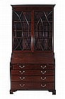 Georgian style inlaid mahogany bureau bookcase