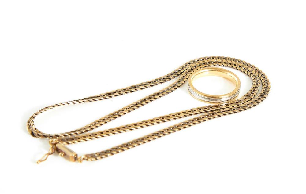 Italian Gold Necklace, and Band with Gold and Platinum