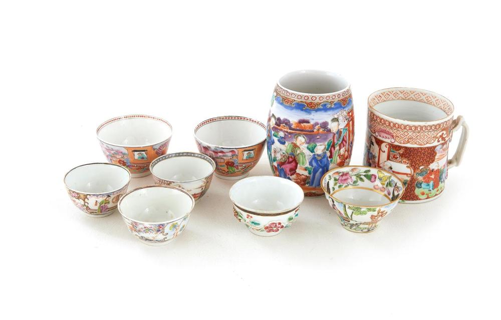 Chinese Export Porcelain Tankard, Mug, and Teabowls (9pcs)