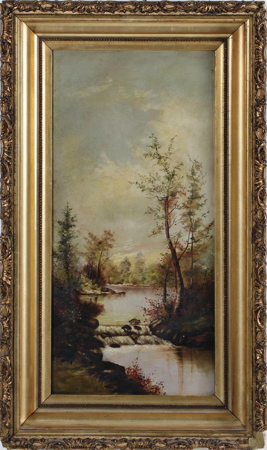 American landscape with stream painting