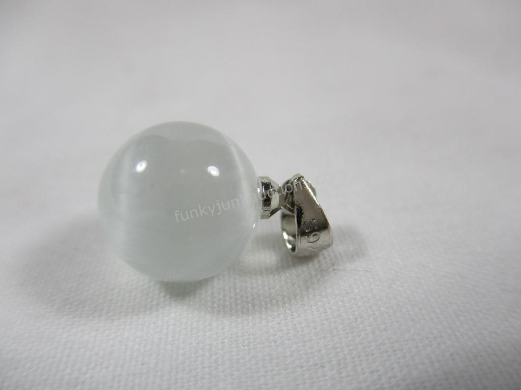 Catseye Agate White Pendant Stamped 925