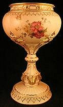A Royal Worcester hand painted blush ivory