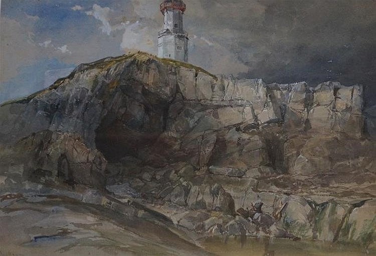 Samuel Phillips Jackson ARWS RWS (British, 1830-1904) - 'Mumbles Lighthouse