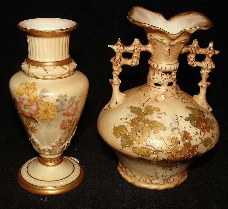 A Royal Worcester blush ivory hand painted vase of
