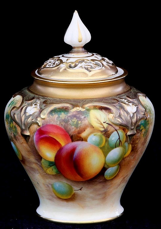 A Royal Worcester hand painted potpourri and