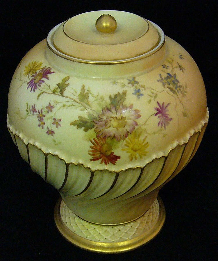 A Royal Worcester hand painted Blush Ivory vase