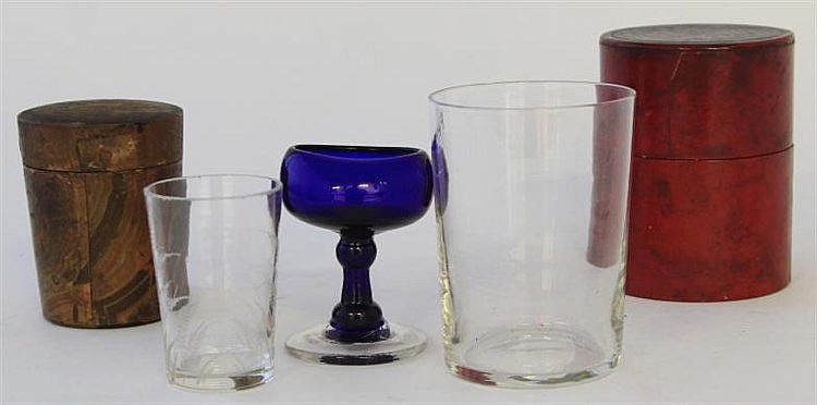 A rare blown glass two colour eye bath Having Bris