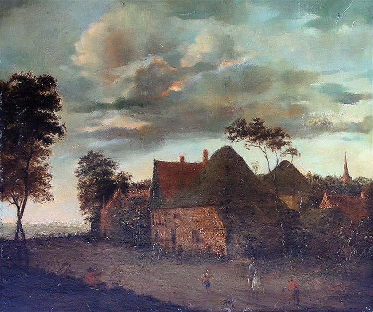 Dutch School (17th Century) - 'Village Scene' Oil