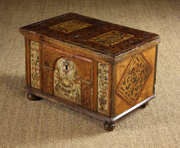 An 18th Century Painted Pine German Folk Art Box.