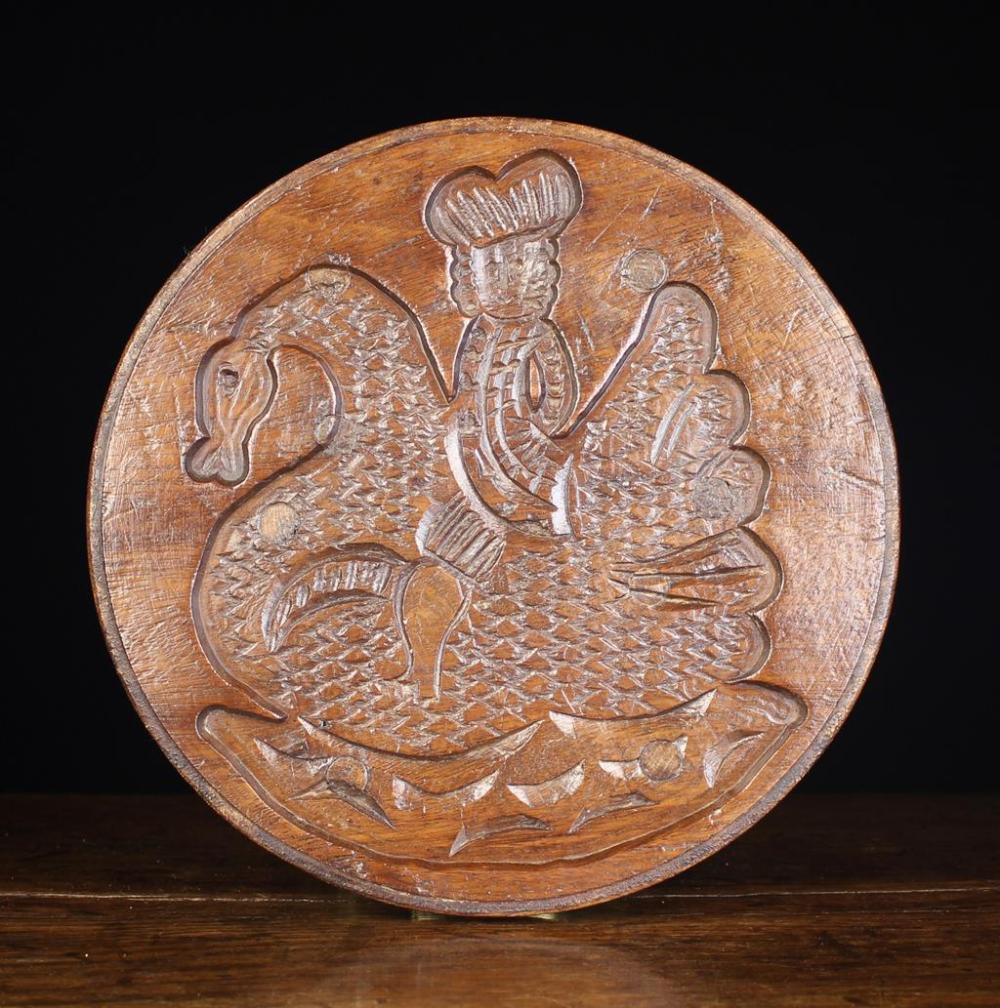 A Large 19th Century Dutch Cheese Mould carved with...