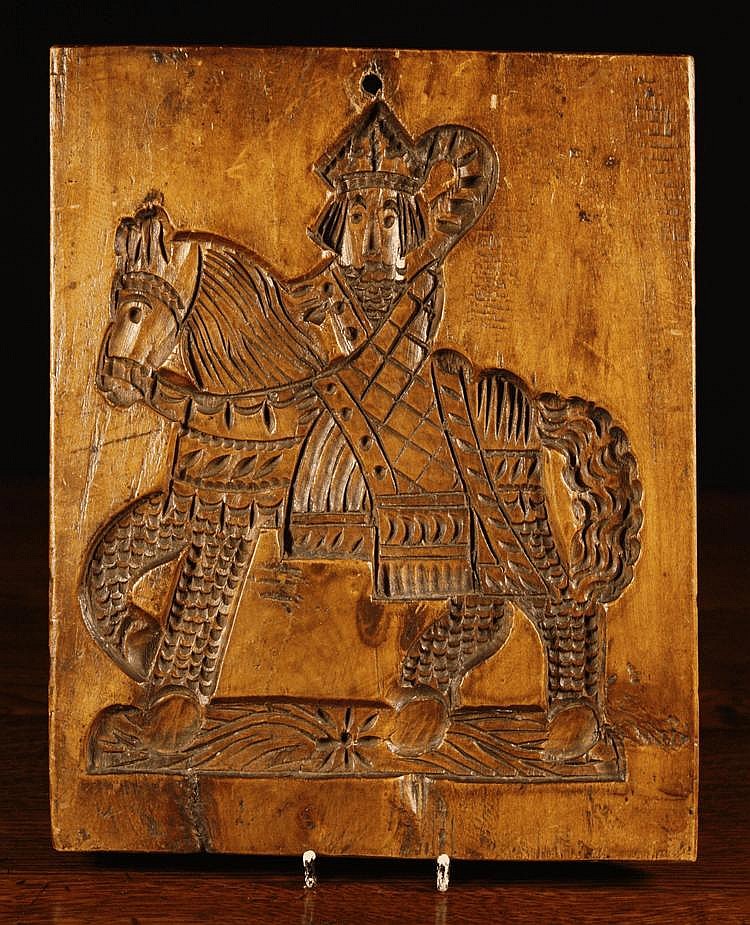 A 19th Century Treen Gingerbread Mould carved with