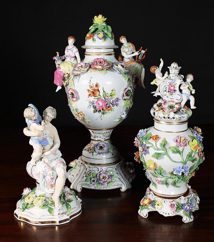 Three Pieces of Continental Porcelain: Two fine