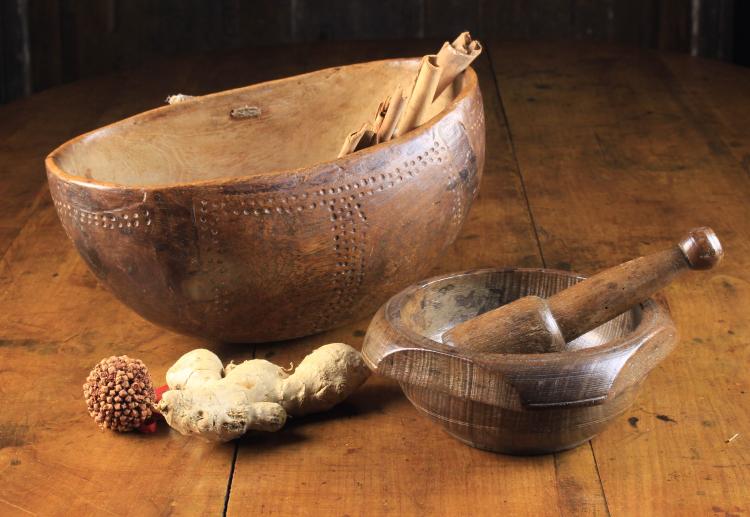 A Rare 18th /Early 19th Century Oak Pestle & Mortar of...