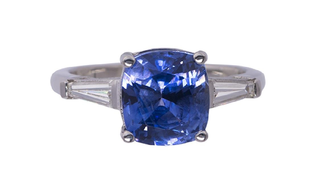 Sapphire, diamond and platinum ring, GIA