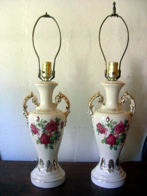 Pair urn shape ceramic lamps